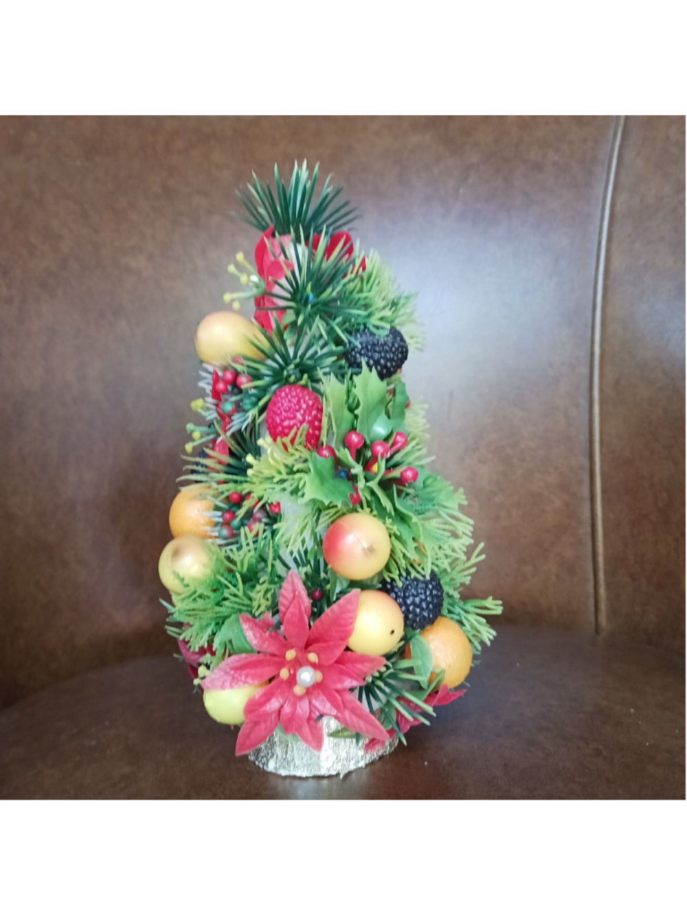 VTG Grandmacore Handmade Fruit Christmas Tree Styrofoam Table Decor Plastic 8"